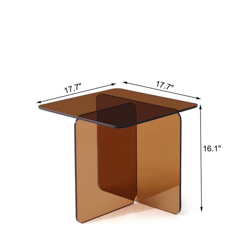 Tempered Glass SideTable, Small Tea Table Night Stand Tempered Glass Sofa Table