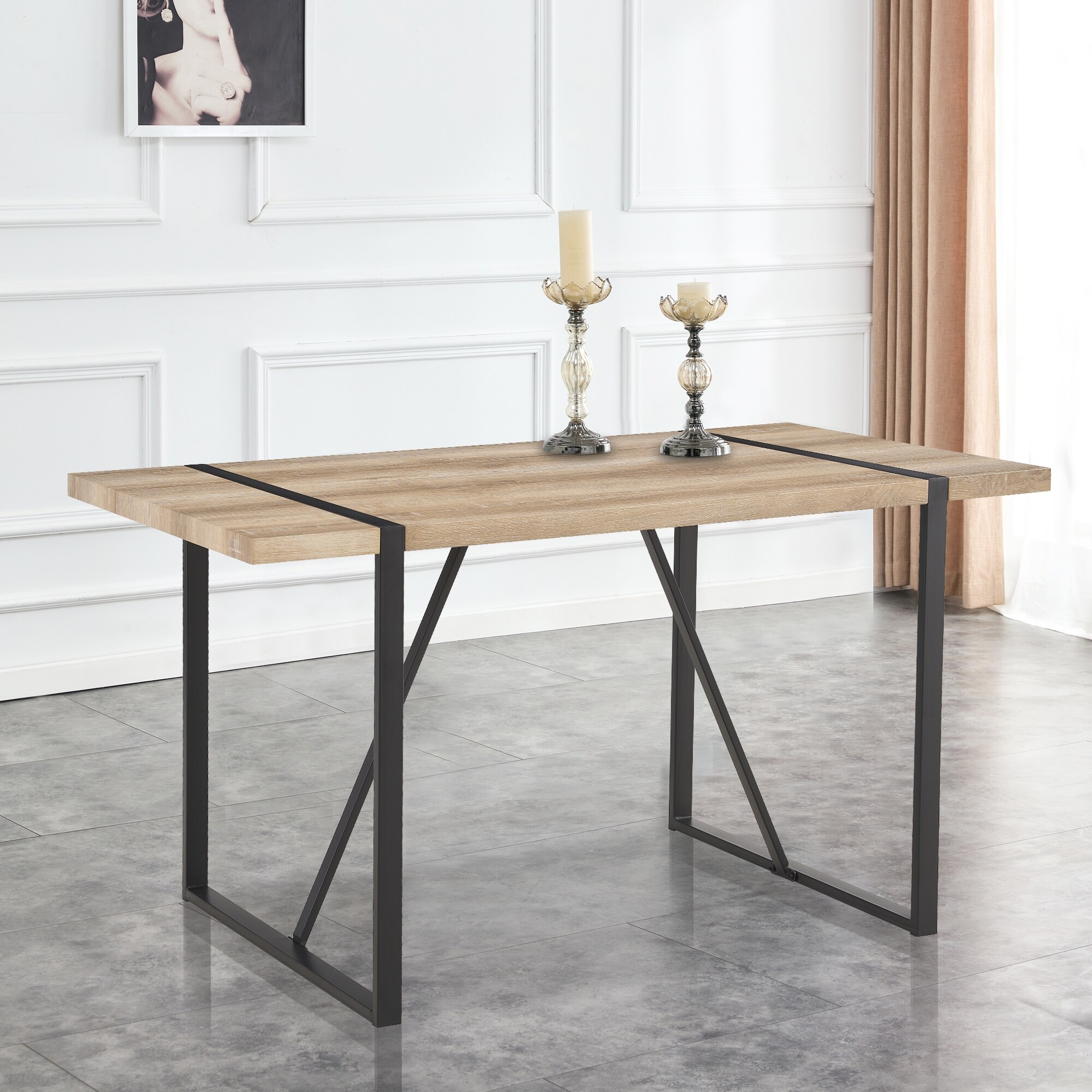 【人気ショップが最安値挑戦！】 inch 55.1 Rustic Table Dining Wood Rectangular Industrial テーブル・チェア・ハンモック