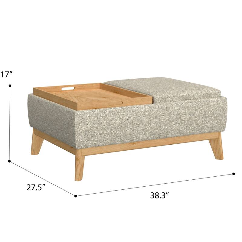 Tan Reversible Tray Ottoman