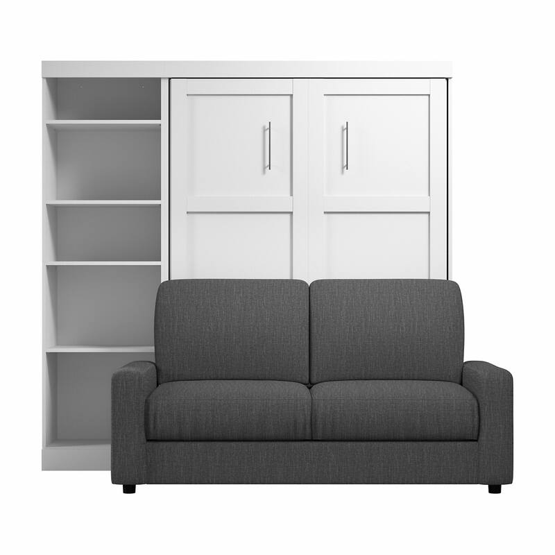 Queen Murphy Bed with Sofa and Shelving Unit (96W)