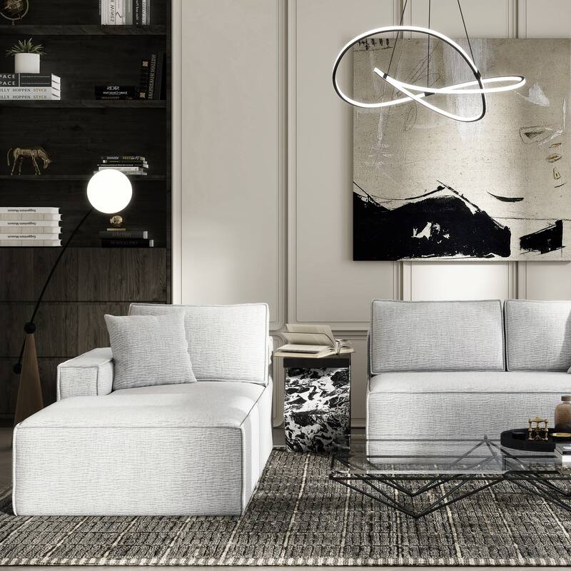 Brenley 110.5" Sofa-in-a-Box Chenille Upholstered Frameless 2-Piece Sectional Sofa