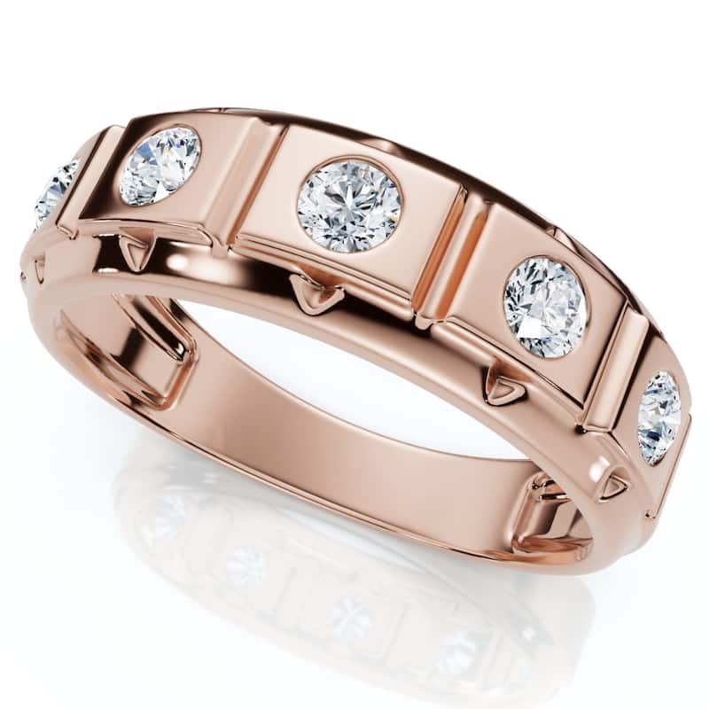 Bliss Diamond 1/2Ct Men's Diamond High Polish Wedding Ring Lab Grown Anniversary Band - 9.5 - Rose