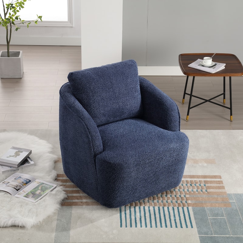 30.3"W Boucle Upholstered Swivel Accent Barrel Chair and Comfy Round Accent Single Sofa Chair