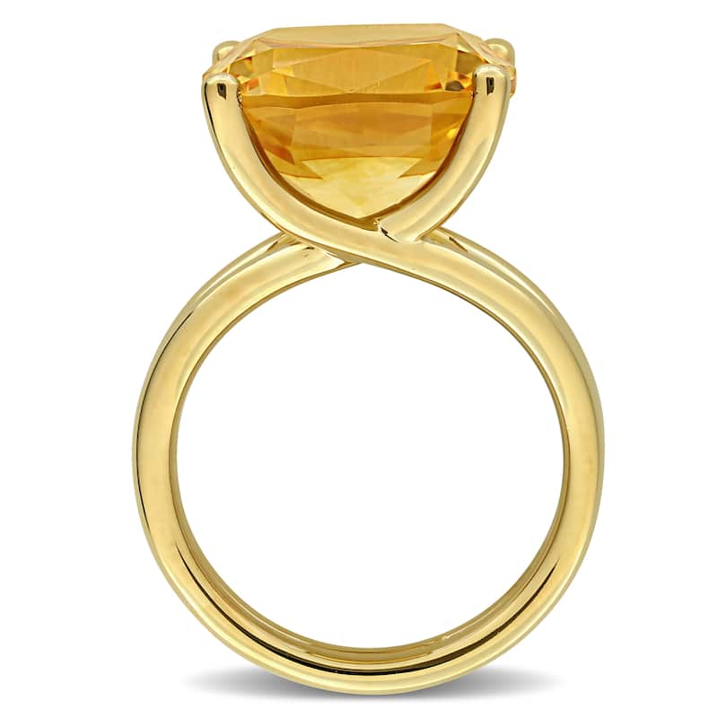 Miadora 10 1/2ct TGW Citrine Cocktail Ring in Yellow Plated Sterling Silver