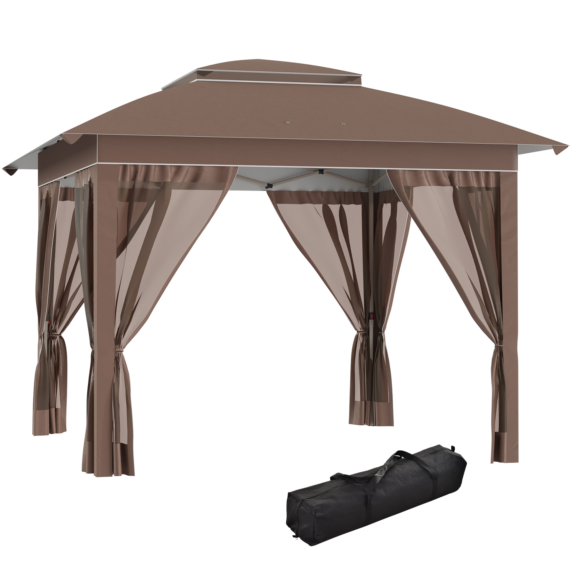 12'x12' Pop-Up Canopy Tent with Netting, Adjustable Height, Instant Sun Shelter for Outdoor, Garden, Patio