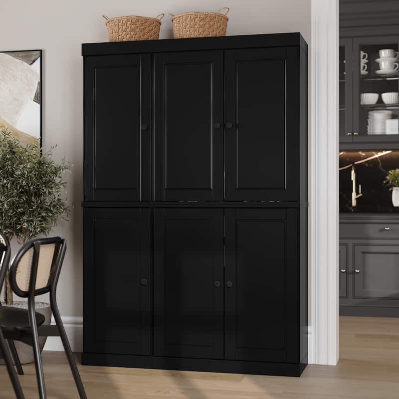 Palace Imports 100% Solid Wood Pantry Cabinet, Raised Panel Doors, 2 Drawers, Adjustable Shelves, 48.5" Wide, 71.5" Tall