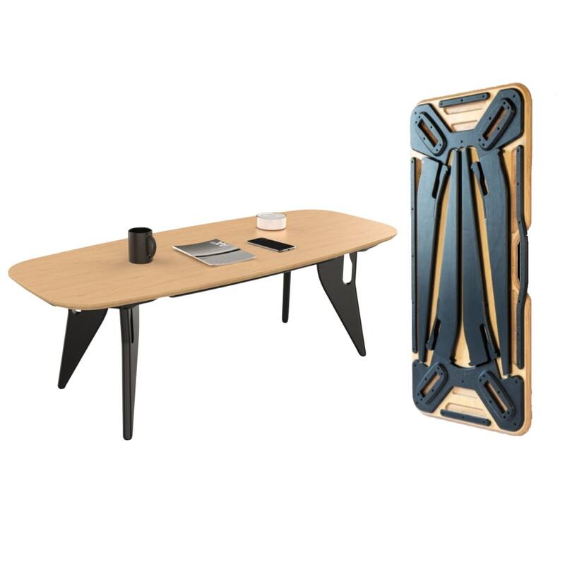 Hoek Long Coffee Table - 47.5" L x 20" W x 15" H - Birch with Black Legs