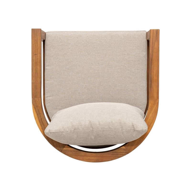 Christopher Knight Home - Abaco Outdoor Barstool Set of 4, Teak Finish Acacia Wood Frame with Beige Cushions.