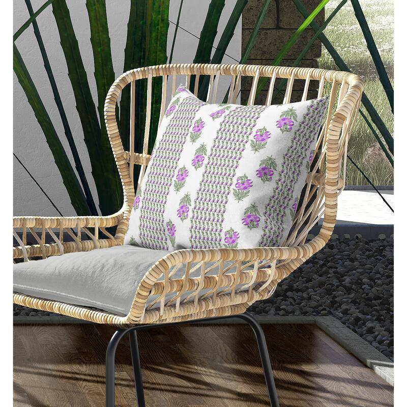 Anemone Artistry Indoor/Outdoor Reversible Throw Pillow Pink and Green