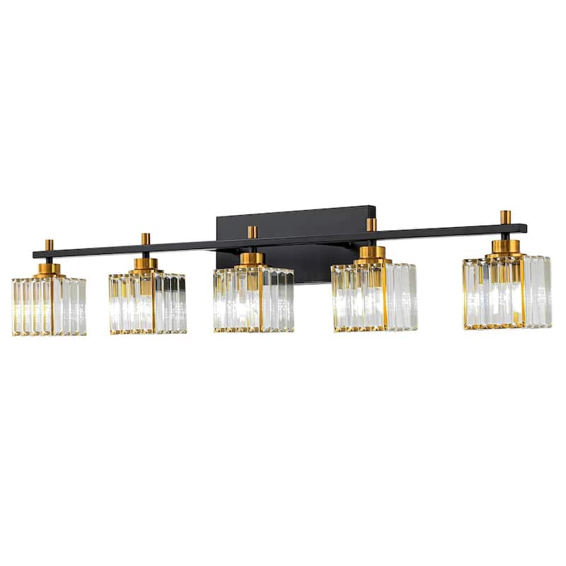 Modern Dimmable Glam Crystal Black Gold Bathroom Vanity Lights