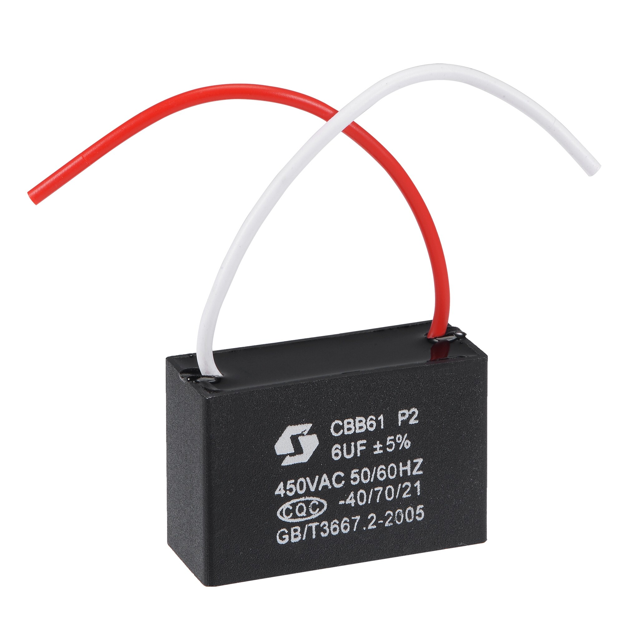 uxcell CBB61 Run Capacitor 450V AC 1uF 2 Cable Metallized Polypropylene Film Capacitors for Ceiling Fan 2pcs uxcell CBB61 Run Capacitor 450V AC 1uF 2 Cable Metallized Polypropylene Film Capacitors for Ceiling Fan 2pcs