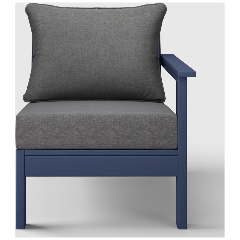 Birchwood All Weather HDPE Outdoor Patio Deep Seating Navy Blue Right Arm Facing Chair With Cushions (1-Piece)