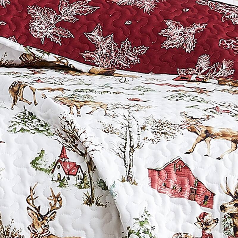 White Christmas Oversized 3-piece Quilt Set
