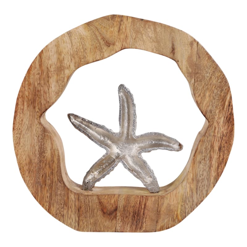 Decorative Figurine on Round Wooden Stand Sculpture