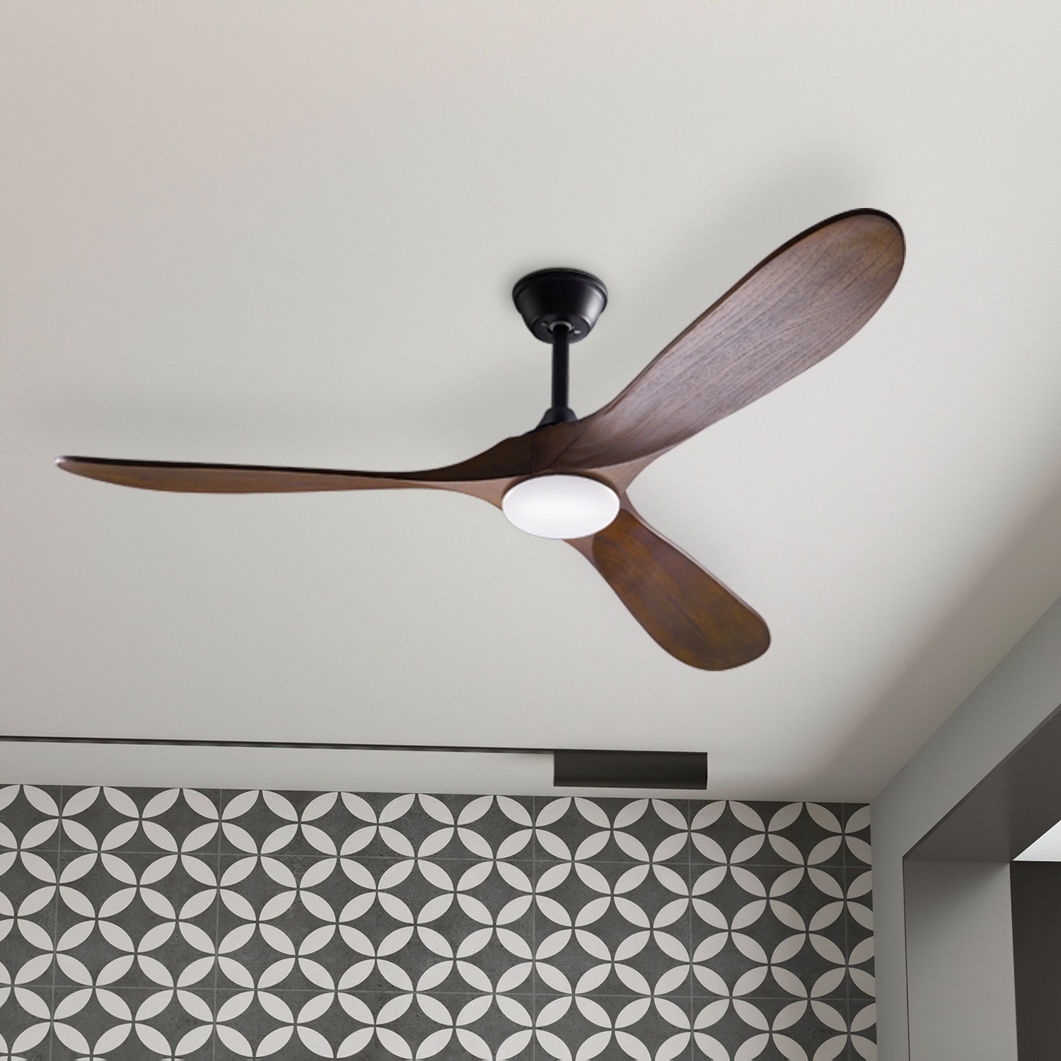 Timechee 60" Wood Ceiling Fan with LED Light Remote Control and Timing - 60 Inches