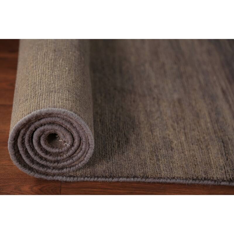 Brown & Gray Modern Gabbeh Runner Rug Handmade Wool Carpet - 2'10" x 9'6"