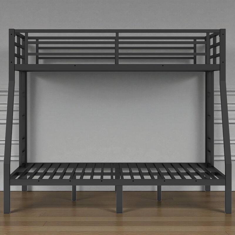 Metal Twin over Full Bunk Bed for Adults and Teens, Heavy-Duty Noise-Free Frame with Guardrails and Under Bed Storage
