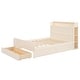 preview thumbnail 12 of 11, Full Cream Platform Bed with Side Storage Headboard & Drawers