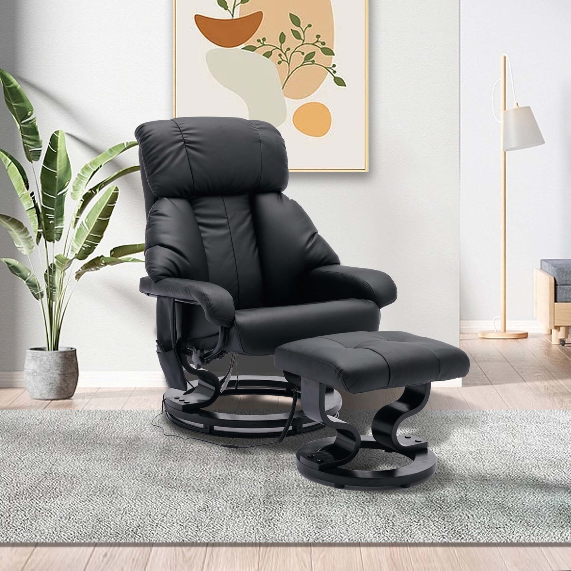 Reclining swivel 2025 chair with footstool