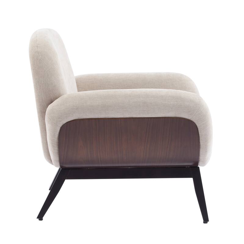 Christopher Knight Home - Modern Upholstered Accent Arm Chair with Round Arms and Solid Wood Legs