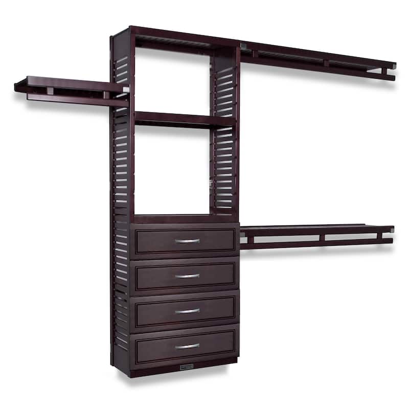 John Louis Home Solid Wood Reach-In Simplicity Closet Sytem with 4-Drawers Espresso