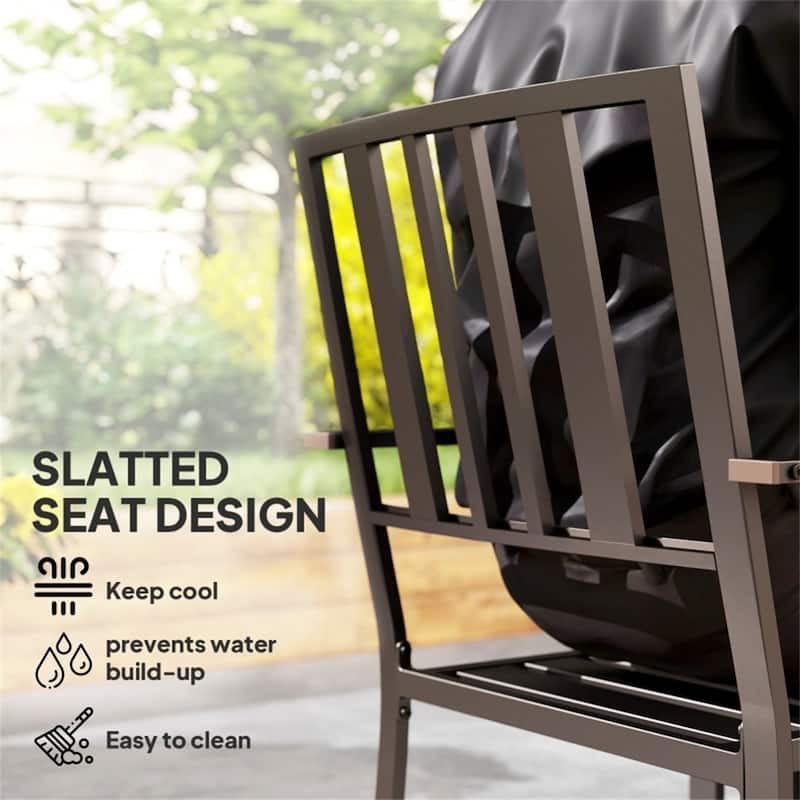 Galvanized Steel Outdoor Dining Chair Set of 2 Stackable - 22.5" W x 22.75" D x 35" H