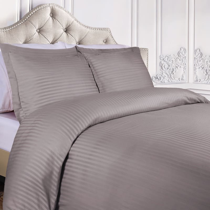 Superior Egyptian Cotton 300 Thread Count Stripe Duvet Cover Set with Pillow Shams