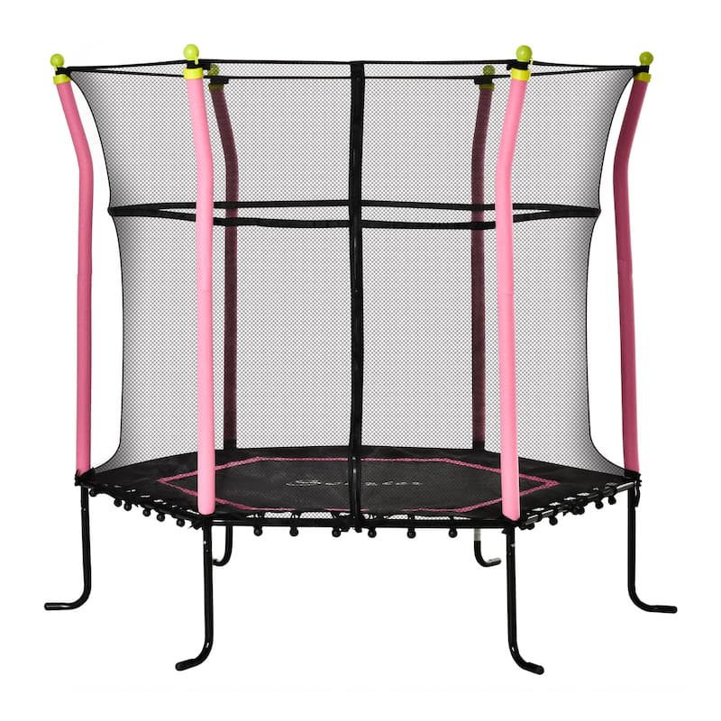 Soozier Trampoline for Kids with Net, Indoor/Outdoor Toddler Trampoline with Safety Enclosure - Pink