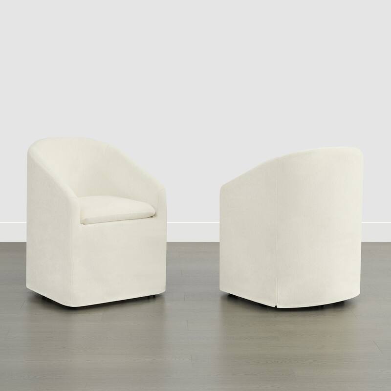 Spruce & Spring Modern Upholstered Dining Chair with Casters & Removable Slipcover