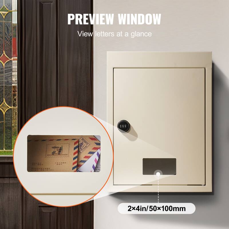 Through The Wall / Door Drop Box, Heavy Duty Steel Through the Wall / Door Mailbox with Combination Lock, Mail Drop Box