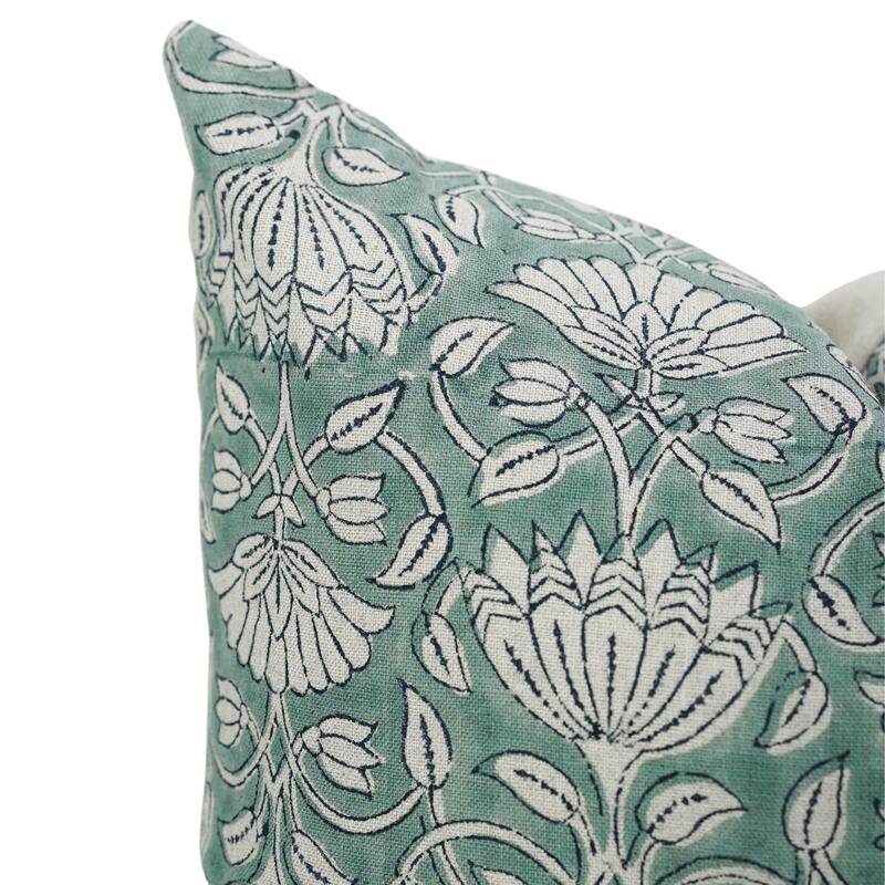 Linen Farmhouse Block print pillow Cover Ulta kamal