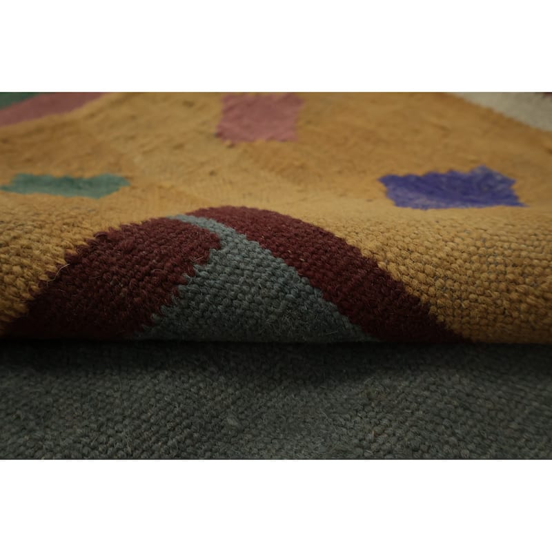 Hand Woven Oriental 100% Wool Carpet Southwestern Tribal Greys & Charcoal Kilim Area Rug - 14' 8'' X 9' 9''