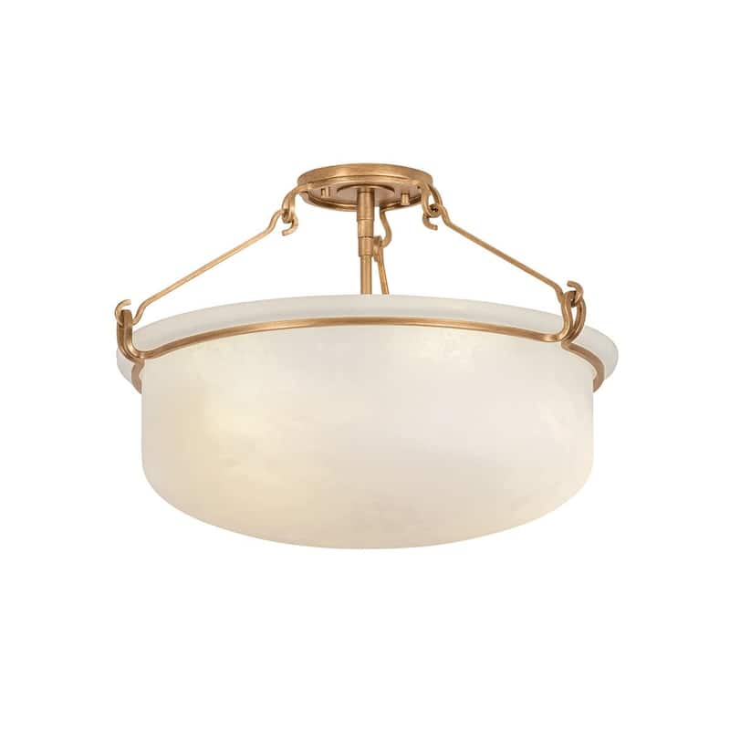 Hudson Valley Lighting 1553 Lowerre 3 Light 22" Wide Semi-Flush Bowl - Patina Gold Leaf