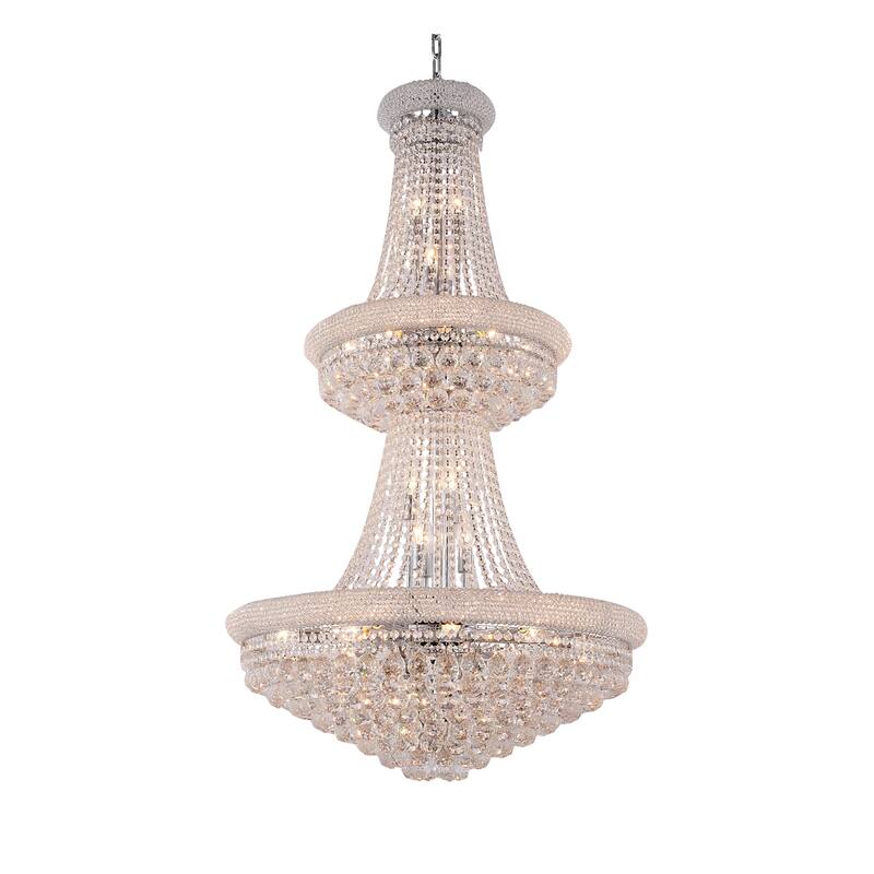 32-Light Chrome Chandelier With Clear Crystal Accents - Chrome