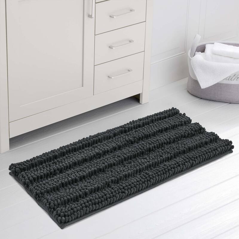 Subrtex Super Soft Absorbent Braided Bathroom Mats Chenille Bath Rugs