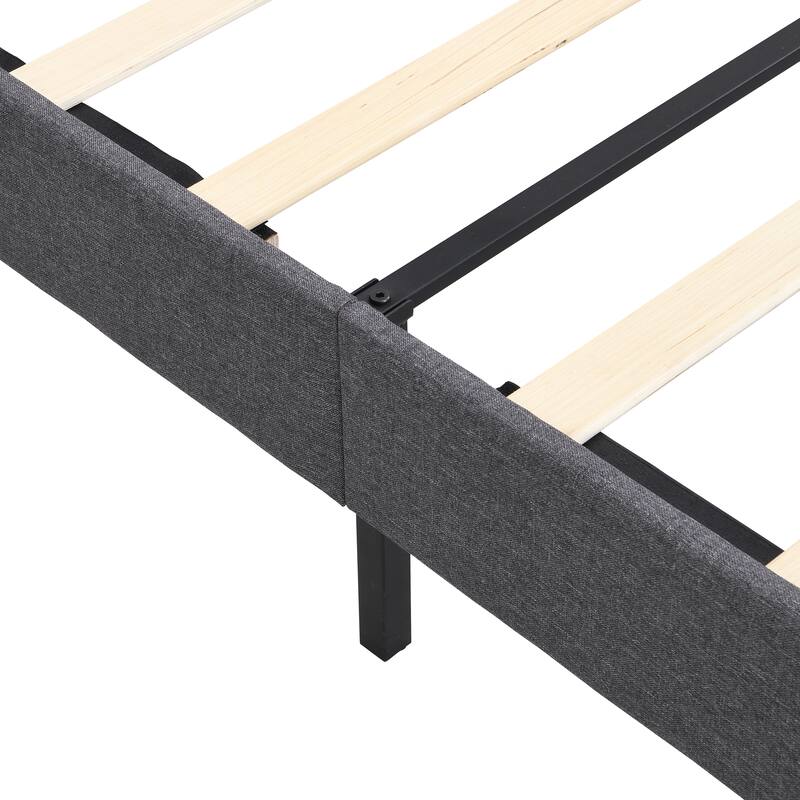 Platform Bed Frame with Fabric Upholstered Headboard