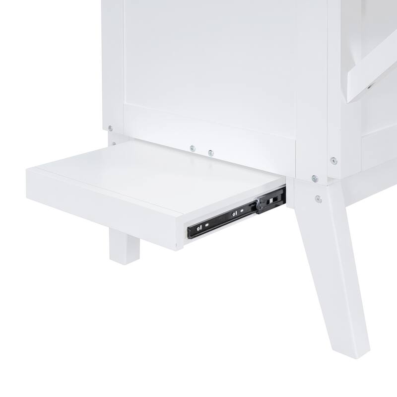 White Murphy Bed Cabinet Bed with USB Port and Desk for Space-Saving, Full Size Platform Bed with Removable Shelves on Each Side