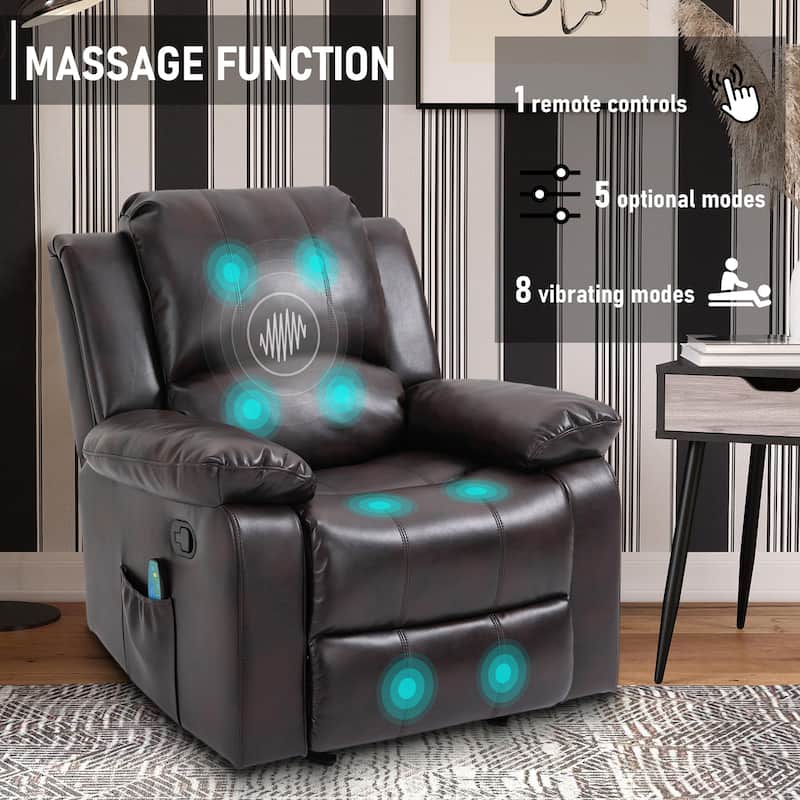 Clihome Faux Leather Recliner Chair with Massage