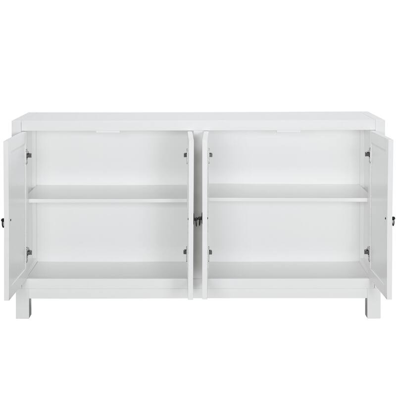 Large Storage Space Sideboard, 4 Door Buffet Cabinet with Pull Ring Handles