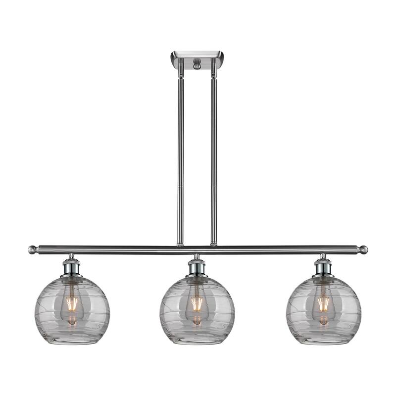 Innovations Lighting 516-3I 10 36 Athens Deco Swirl Chandelier Athens - Brushed Satin Nickel / Light Smoke Deco Swirl