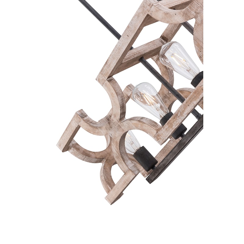 5-Light Coastal Distressed Wood Chandelier Farmhouse Adjustable Kitchen Island Pendant Light - 20" X 31"/20" X 32"