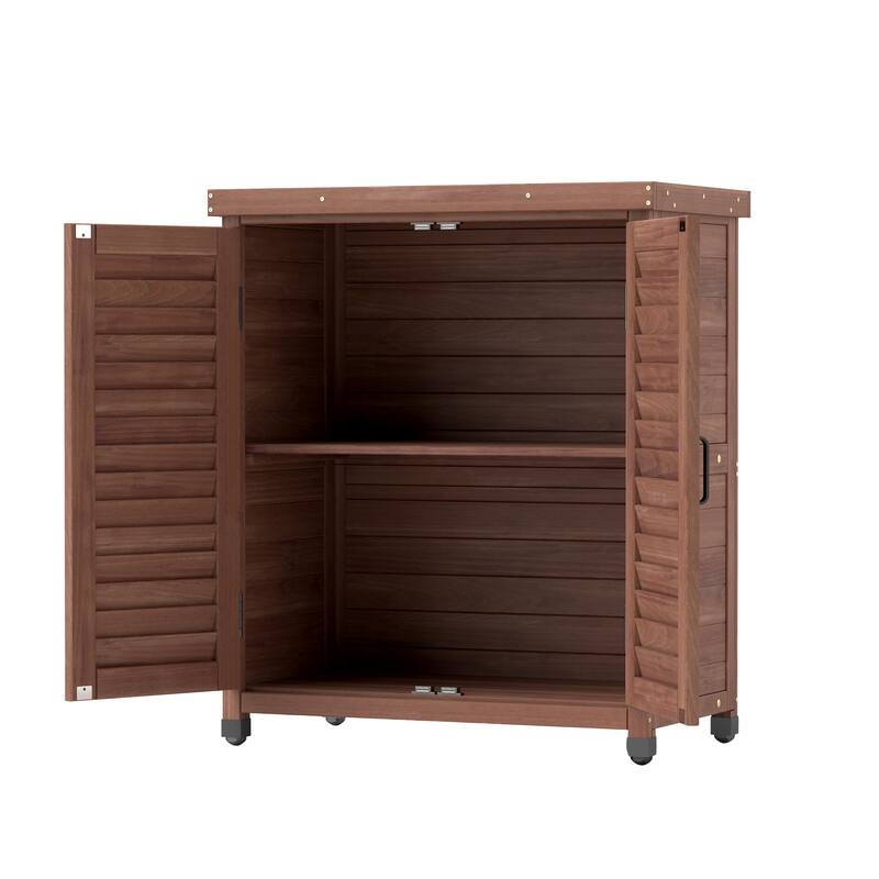 GDF Studio - Outdoor Wooden Potting Bench with Metal Tabletop Workstation and Storage Cabinet