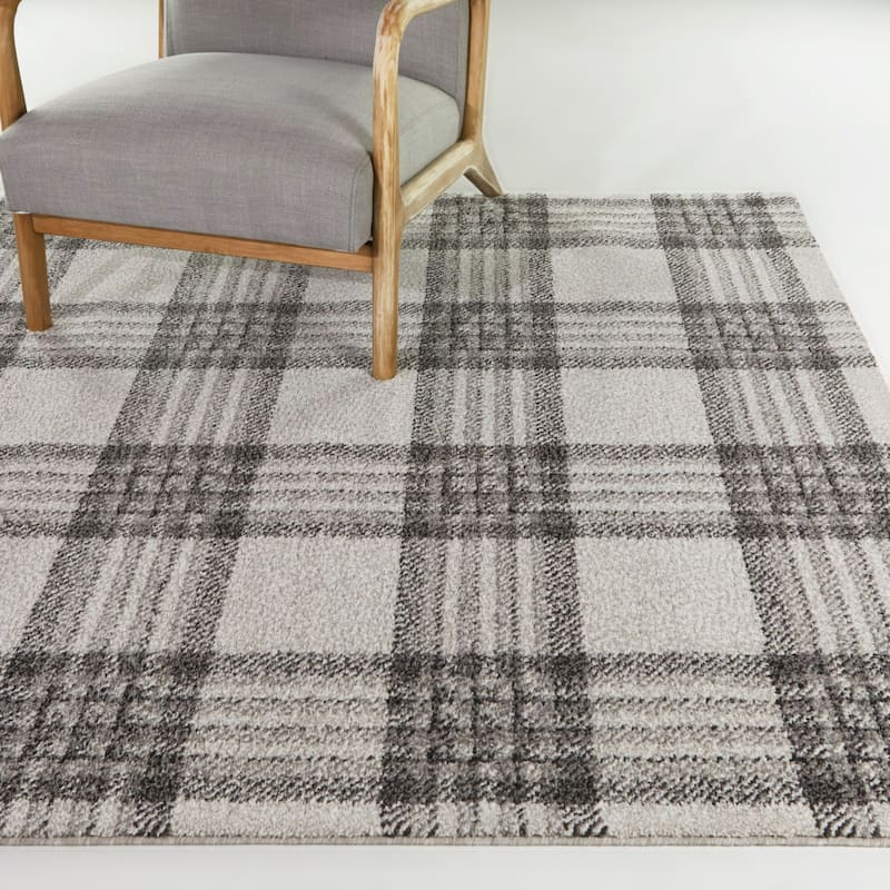 Monte Classic Plaid Area Rug - 5'3" x 7' - Grey - Rectangle