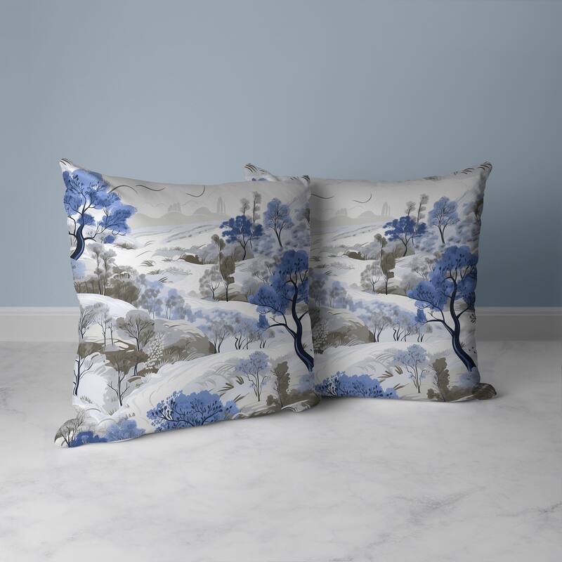 Leaf Magic Stories Faux Suede Reversible Throw Pillow Blue and Grey
