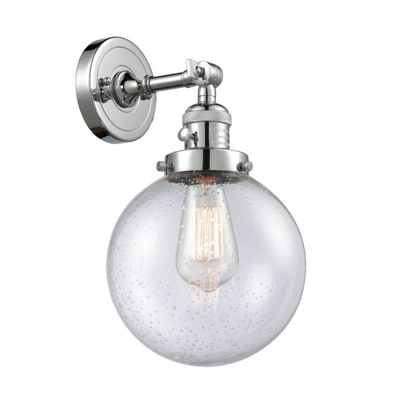 Innovations Lighting Beacon Single Light 14" Tall Bathroom Sconce with - Polished Chrome / Seedy