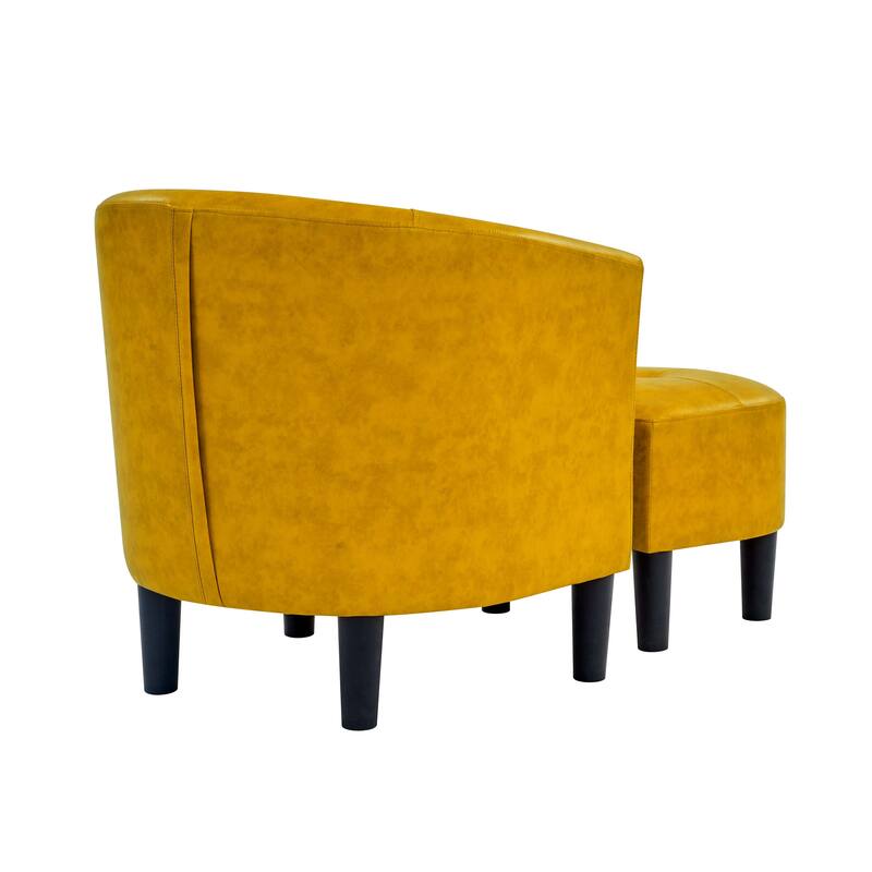 Barrel Chair with Ottoman,For Living Room,Black Plastic Legs