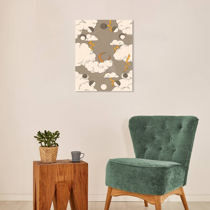 Wynwood Studio Canvas Astronomy and Space Lightning in the Night Gray Wall Art Canvas Print - 16 x 20