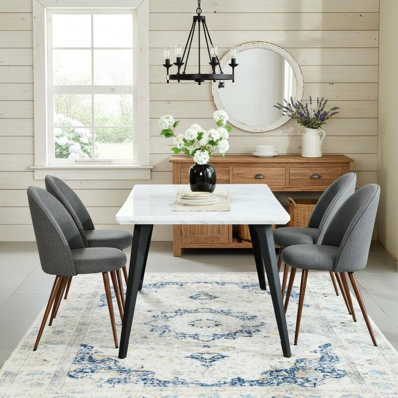 Homy Casa 5-Piece Modern Dining Set with Rectangular Table and 4 Upholstered Chairs