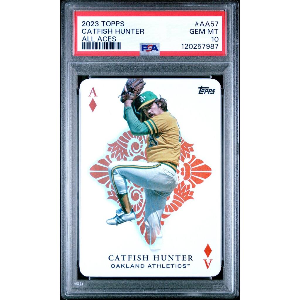 Catflish Hunter 2023 Topps All Aces Baseball Card #AA57 Graded PSA 10 Cert # 120257987 - 8' x 11'