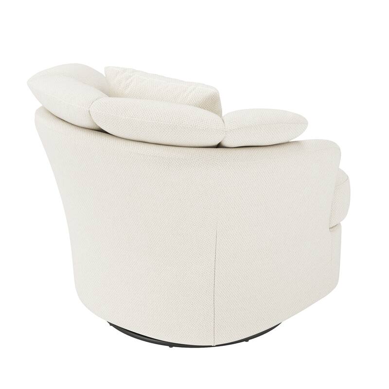 Upholstered Swivel Accent Chair Barrel Armchair Metal Frame with Pillows Living Room Chair